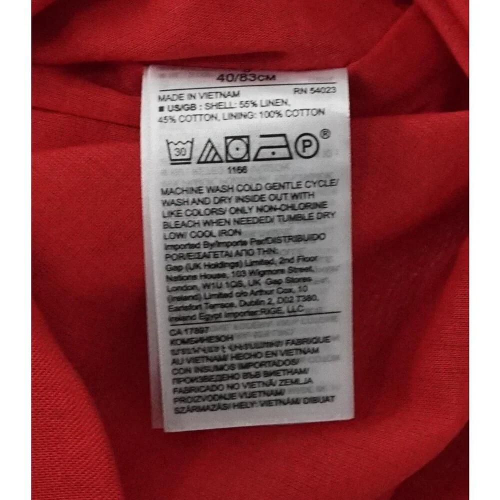 Banana Republic Red Sleeveless Button Up Linen Blend Romper Jumpsuit Wide Leg 0